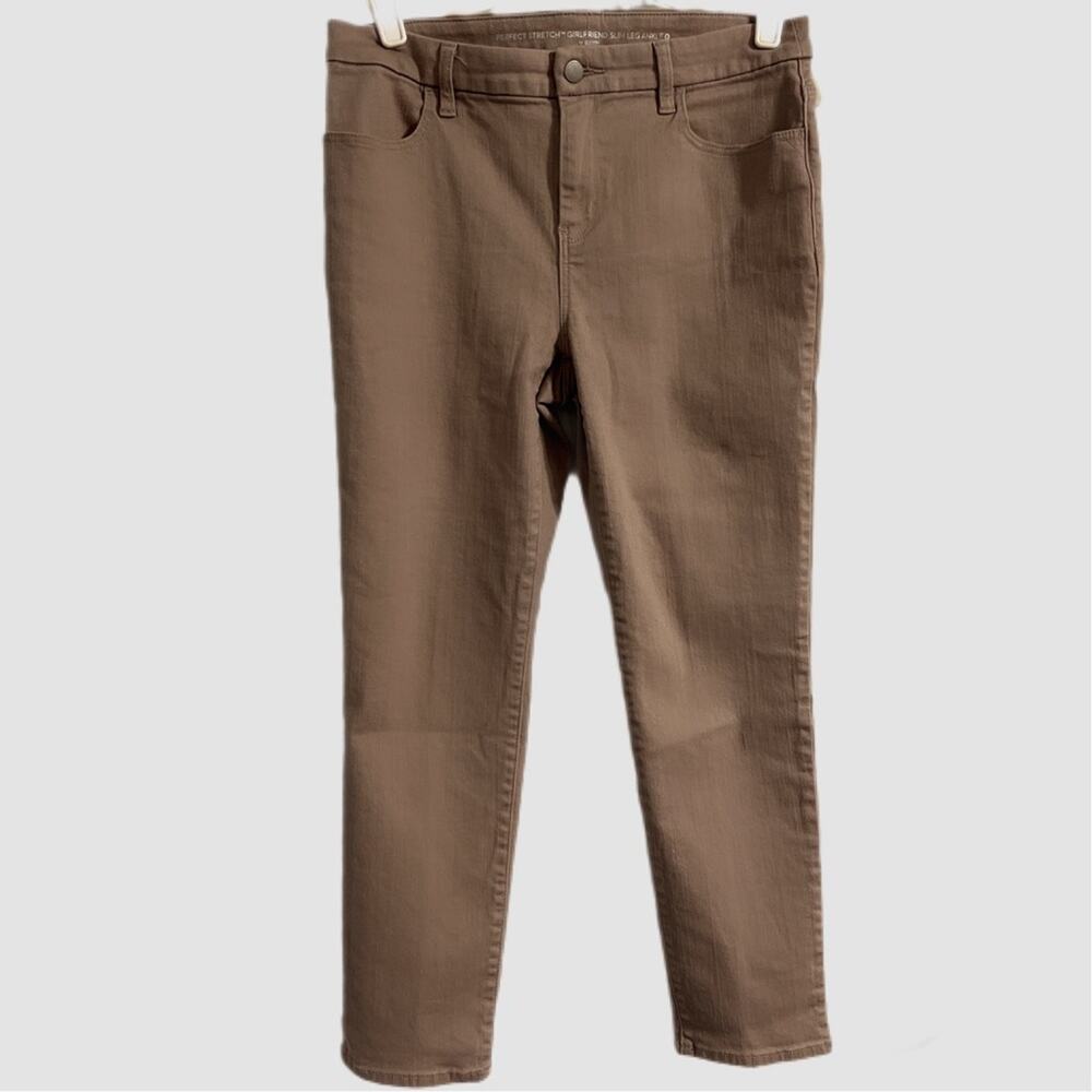 Chico’s Perfect Stretch Girlfriend Slim Leg Tan Ankle Jeans Size 0/‎ Small